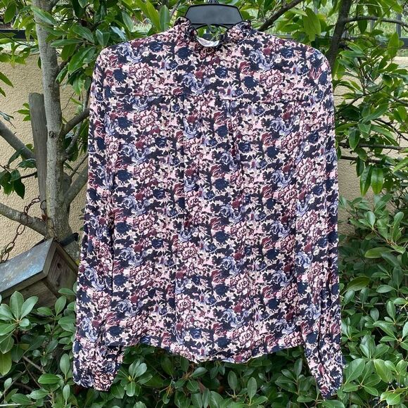 & Other Stories Floral Frill Collar Button Down Blouse. Size 0. EUC! - Picture 3 of 4